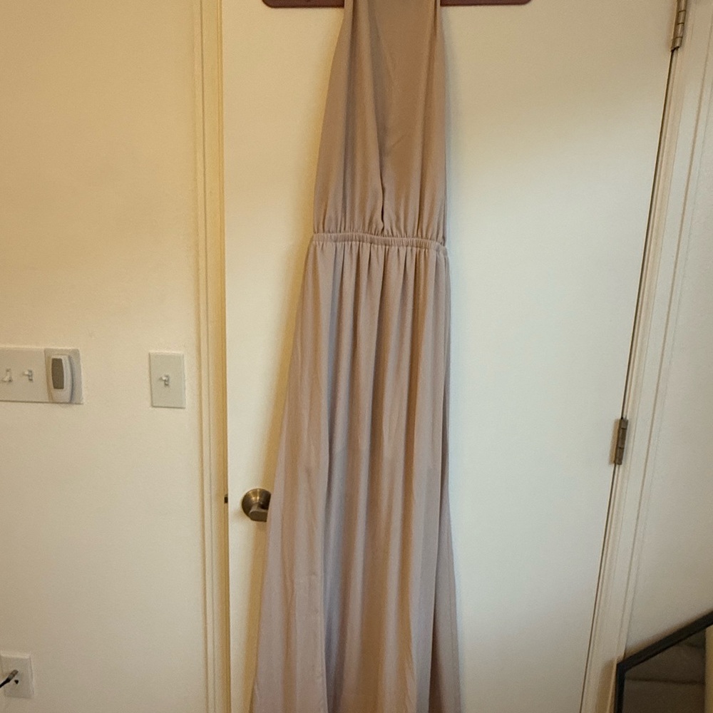 Show Me Your MuMu Light Gray Halter Maxi Dress